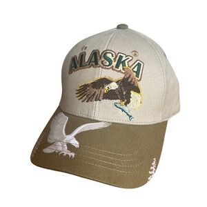 Robin Ruth ALASKA Embroidered Hat Cap Eagle‎ Fish Beige Adjustable NWT